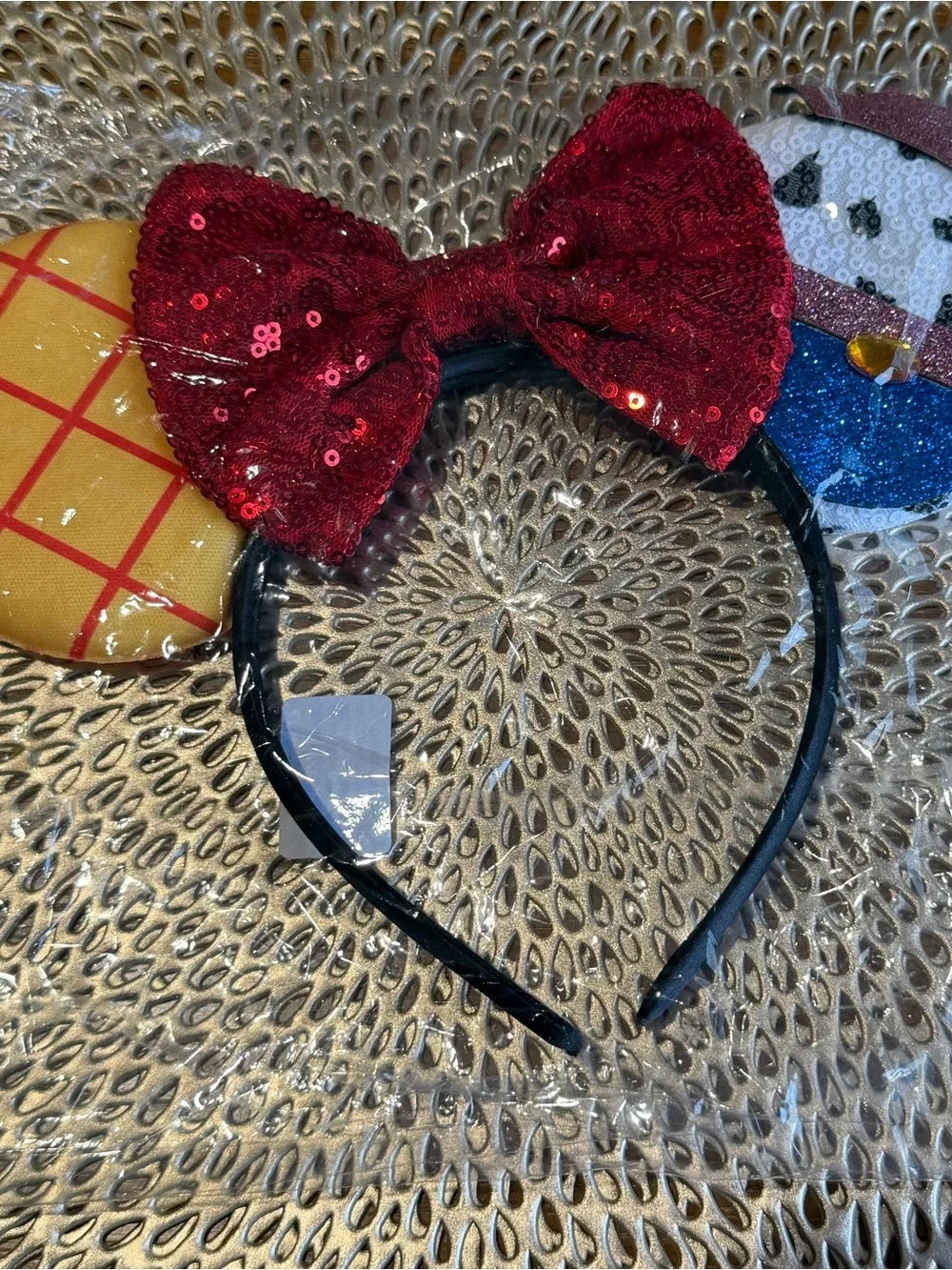 Sequin Bow Headband for Kids - Red
